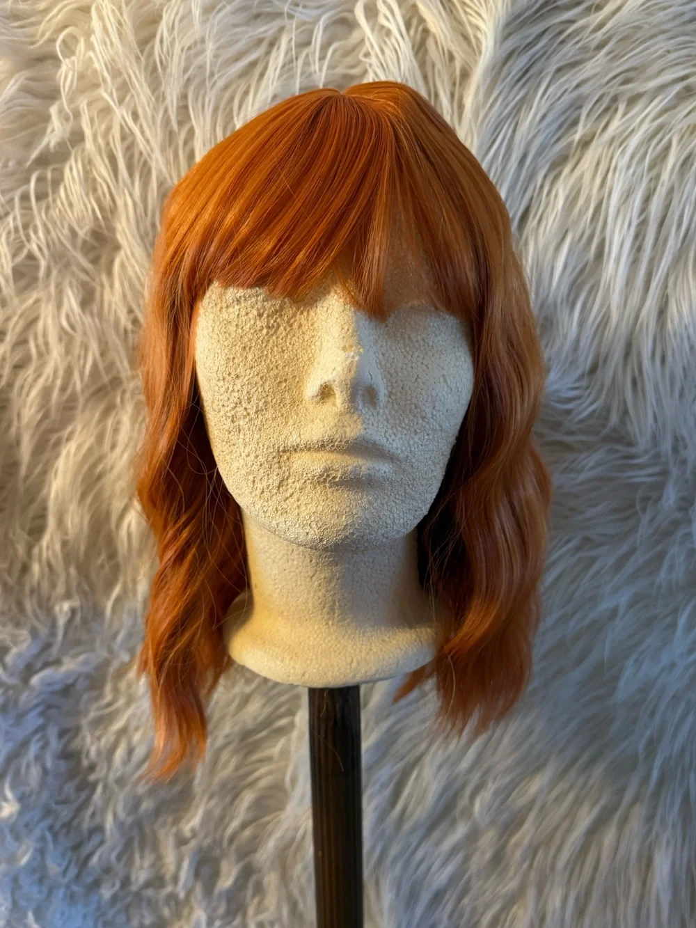 Women's Wavy Fringe Wig in Copper Red